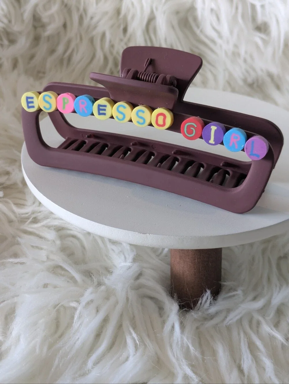 Espresso Girl Hair Clip Claw Style Handcrafted | NWT